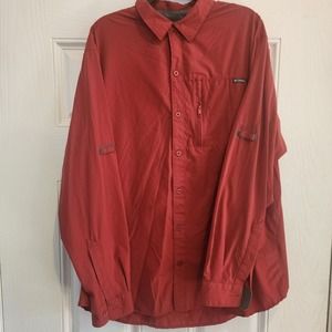 Columbia Titanium Omni-Shield Vented Button Down Shirt Size XL Solid Red